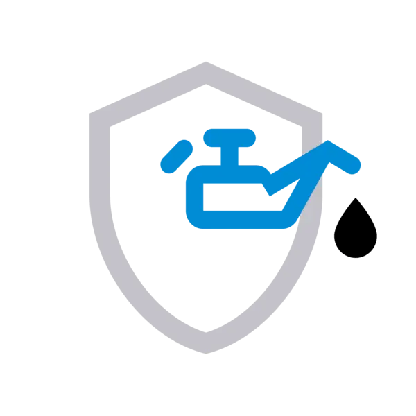 Schildsymbol mit blauem Ölkannensymbol und schwarzem Tropfen – kennzeichnet eine bedingte Ölbeständigkeit.