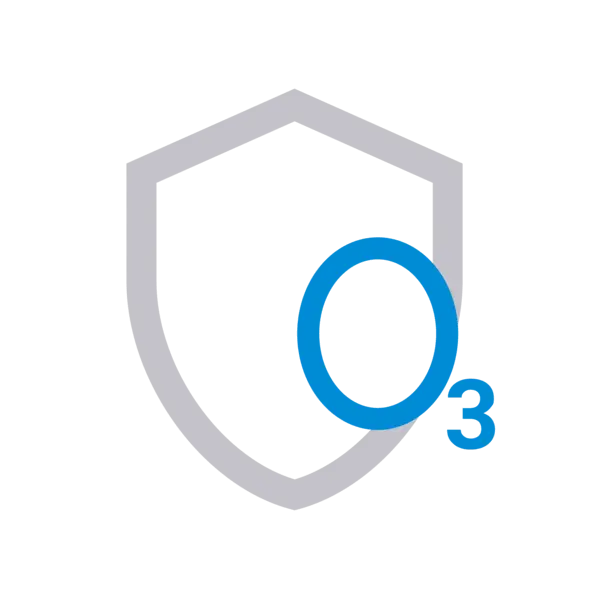 Schildsymbol mit blauem Ozonzeichen O₃ – steht für Ozonbeständigkeit.